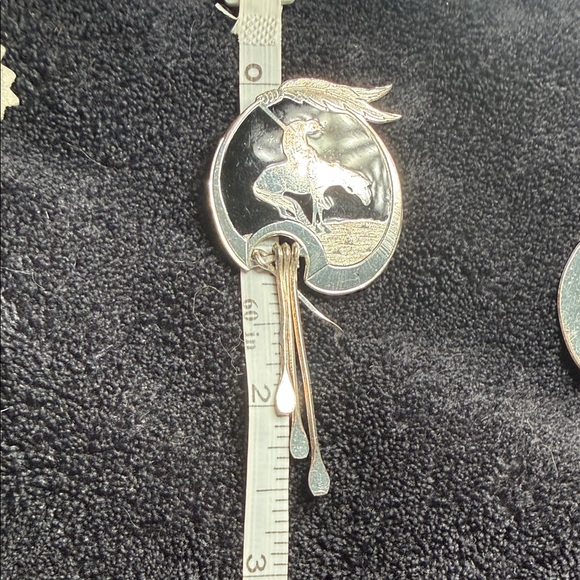 Montana Silversmiths Silver and Black Cowboy Earrings - Picture 4 of 4